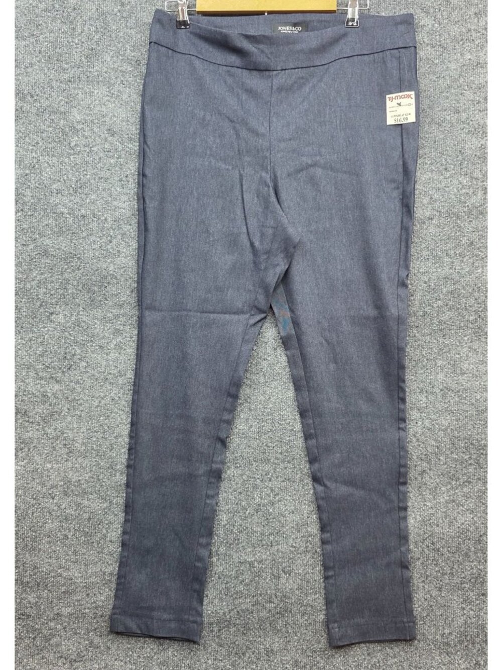Jones & Co Pull On Slim Fit Pants 1X Gray Stretch Casual Career Edgy Indie Y2K